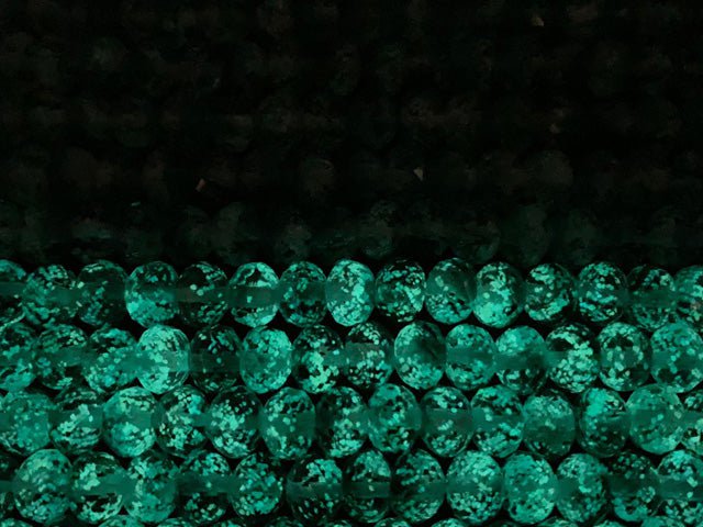 Lampwork Beads Faceted Button Rondelle 10x10x7mm [Blue Green/Luminous type ] half or 1strand beads (aprx.14inch/34cm)