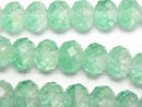 [Video] Lampwork Beads Faceted Button Rondelle 10x10x7mm [Light Green/Luminous type ] half or 1strand beads (aprx.14inch/34cm)