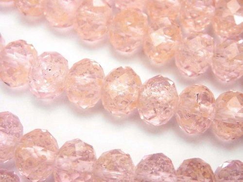 Perles Lampwork Facettées Bouton Rondelle 10x10x7mm [Rose/Type Lumineux] demi ou 1 fil de perles (env. 34cm)