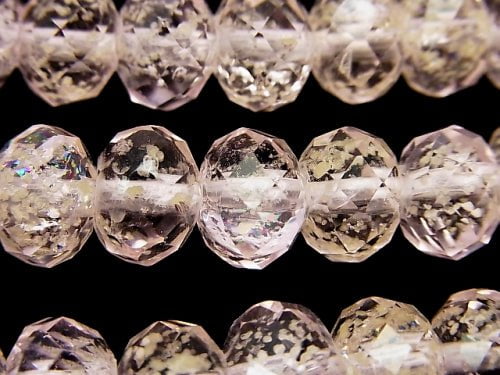 Lampwork Beads Faceted Button Rondelle 10x10x7mm [Pink/Luminous type ] half or 1strand beads (aprx.14inch/34cm)