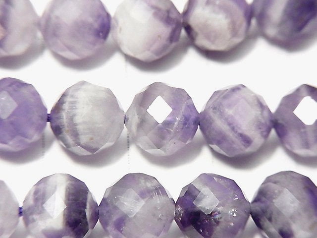 [Video]High Quality! Striped Amethyst 64 Faceted Round 8mm 1strand beads (aprx.15inch/36cm)