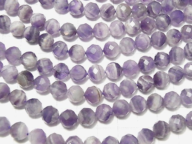 [Video]High Quality! Striped Amethyst 64 Faceted Round 8mm 1strand beads (aprx.15inch/36cm)