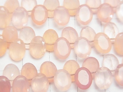 High Quality Pink Chalcedony AAA Oval Faceted 8x6x4mm half or 1strand beads (aprx. 7inch / 18cm)