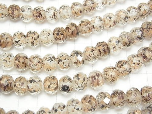 Lampwork Beads Faceted Button Rondelle 10x10x7mm [Black x Gold] half or 1strand beads (aprx.13inch/33cm)