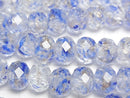 [Video] Lampwork Beads Faceted Button Rondelle 10x10x7mm [Blue x Gold] half or 1strand beads (aprx.13inch/33cm)