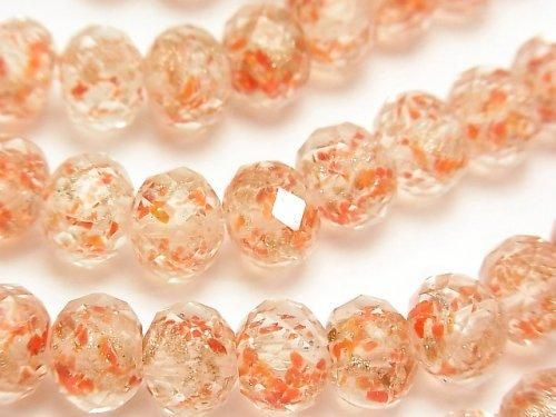 Perles à la flamme, facettées, bouton rondelle 10x10x7mm [Orange x Or] demi ou 1 rang de perles (environ 33cm)
