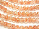 Lampwork Beads Faceted Button Rondelle 10x10x7mm [Orange x Gold] half or 1strand beads (aprx.13inch / 33cm)