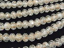 Lampwork Beads Faceted Button Rondelle 10x10x7mm [White x Gold] half or 1strand beads (aprx.13inch/33cm)