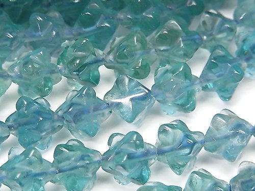 [Video] Blue Green Fluorite AAA Star Dice Shape [S size] half or 1strand beads (aprx.15inch / 37cm)