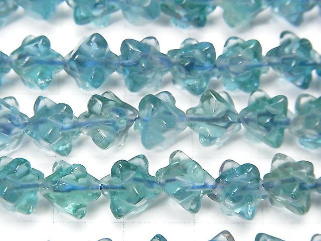 [Video] Blue Green Fluorite AAA Star Dice Shape [S size] half or 1strand beads (aprx.15inch / 37cm)