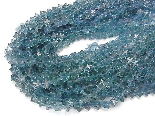 [Video] Blue Green Fluorite AAA Star Dice Shape [S size] half or 1strand beads (aprx.15inch / 37cm)