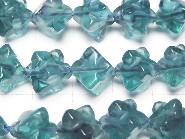 [Video] Blue Green Fluorite AAA Star Dice Shape 12x12mm half or 1strand beads (aprx.15inch/36cm)