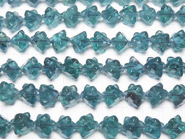 [Video] Blue Green Fluorite AAA Star Dice Shape 12x12mm half or 1strand beads (aprx.15inch/36cm)