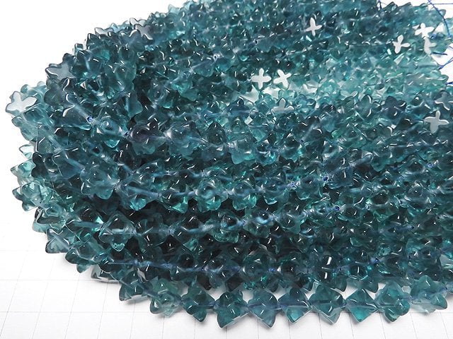 [Video] Blue Green Fluorite AAA Star Dice Shape 12x12mm half or 1strand beads (aprx.15inch/36cm)