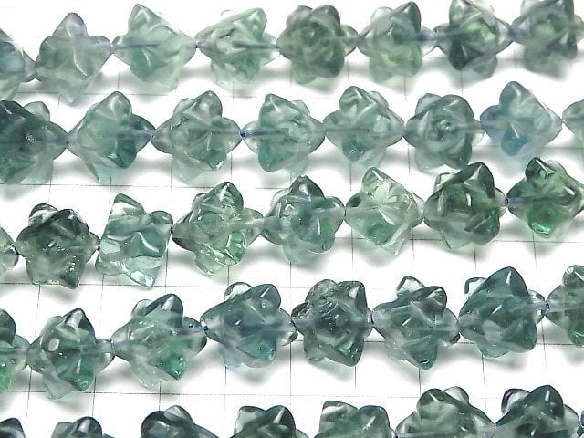 [Video] Green Fluorite AAA Star Dice Shape [L size] half or 1strand beads (aprx.15inch / 36cm)