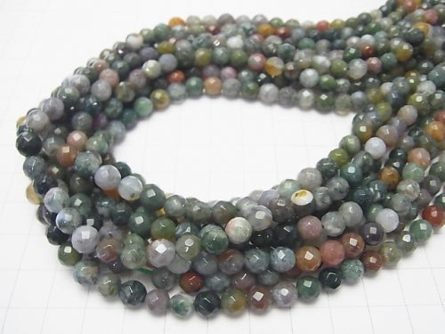 1strand $6.79! Indian Agate 64 Faceted Round 6mm 1strand beads (aprx.15inch / 36cm)