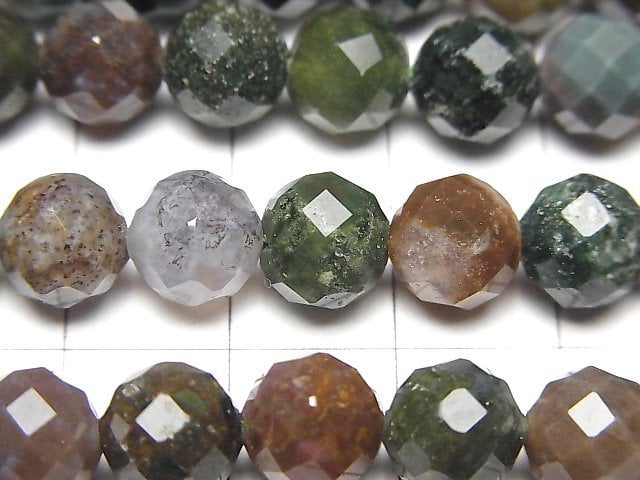 [Video]High Quality! Indian Agate Faceted Round 8mm 1strand beads (aprx.15inch/36cm)