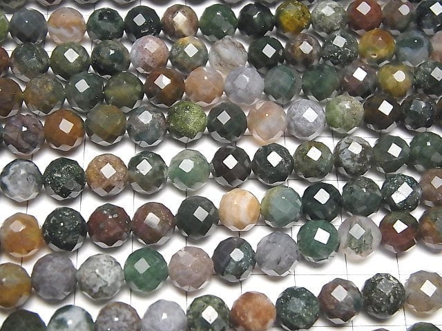 [Video]High Quality! Indian Agate Faceted Round 8mm 1strand beads (aprx.15inch/36cm)