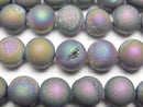 [Video]Druzy Agate Round 8mm Matte Rainbow 1strand beads (aprx.15inch/36cm)