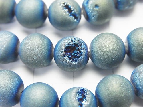 1strand $6.79! Druzy Agate Round 8mm Matte Blue 1strand beads (aprx.15inch / 36cm)