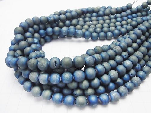 1strand $6.79! Druzy Agate Round 8mm Matte Blue 1strand beads (aprx.15inch / 36cm)