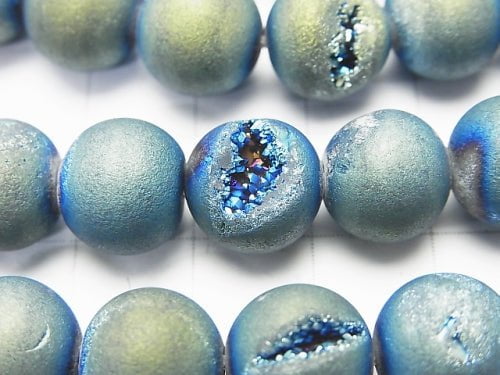 1strand $7.79! Druzy Agate Round 10mm Matte Blue 1strand beads (aprx.15inch / 36cm)