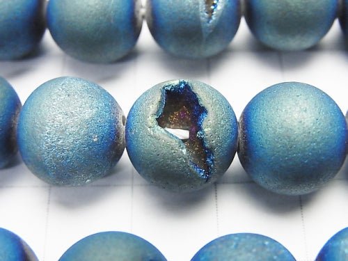 1strand $8.79! Druzy Agate Round 12mm Matte Blue 1strand beads (aprx.15inch / 36cm)