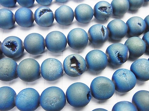 1strand $8.79! Druzy Agate Round 12mm Matte Blue 1strand beads (aprx.15inch / 36cm)