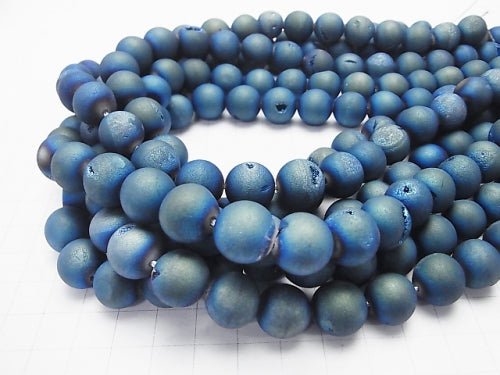 1strand $8.79! Druzy Agate Round 12mm Matte Blue 1strand beads (aprx.15inch / 36cm)