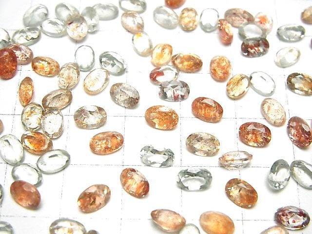 [Video]High Quality Multicolor Sunstone AAA Loose stone Oval Faceted 6x4mm 10pcs