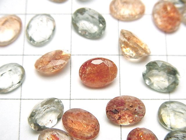 [Video]High Quality Multicolor Sunstone AAA Loose stone Oval Faceted 8x6mm 5pcs