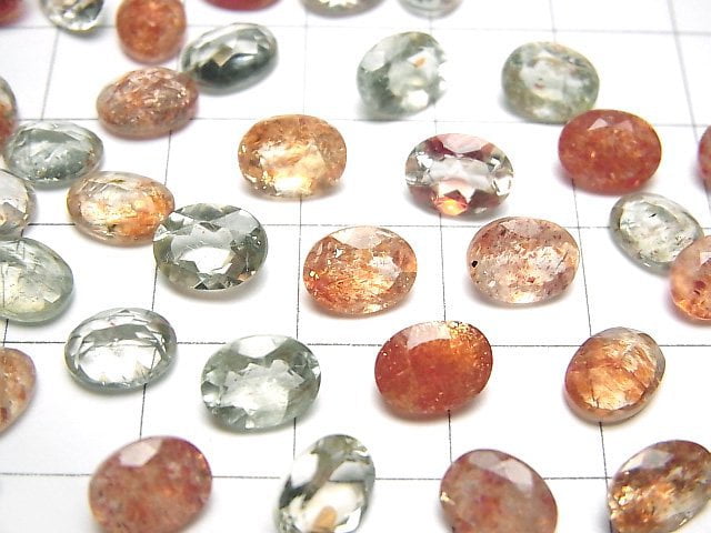 [Video]High Quality Multicolor Sunstone AAA Loose stone Oval Faceted 8x6mm 5pcs