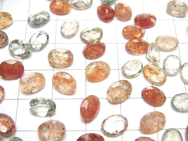 [Video]High Quality Multicolor Sunstone AAA Loose stone Oval Faceted 8x6mm 5pcs