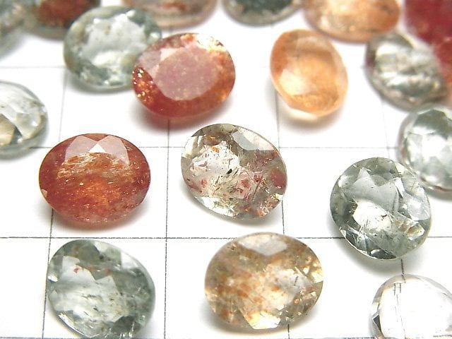 [Video]High Quality Multicolor Sunstone AAA Loose stone Oval Faceted 10x8mm 5pcs