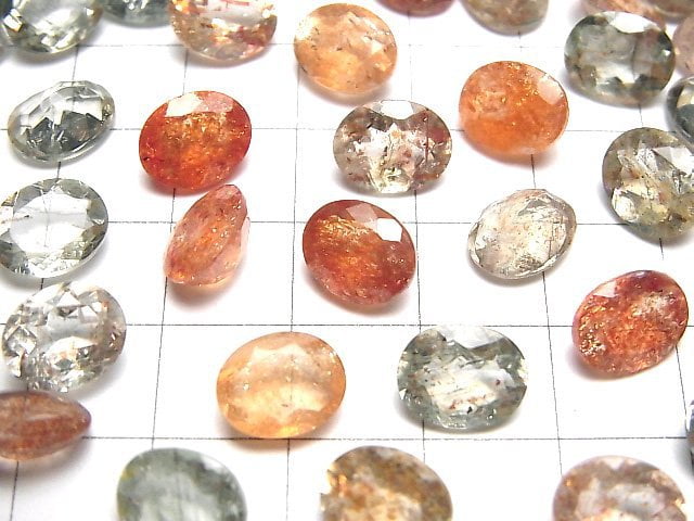 [Video]High Quality Multicolor Sunstone AAA Loose stone Oval Faceted 10x8mm 5pcs