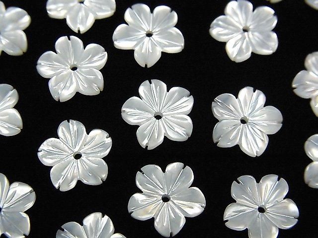 High-quality white shell AAA flower [6mm][8mm][10mm][12mm][14mm] with center hole, 3pcs