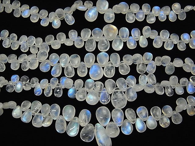 1strand $59.99! High Quality Rainbow Moonstone AA ++ Pear shape (Smooth) Size Gradation 1strand beads (aprx. 8inch / 20cm)