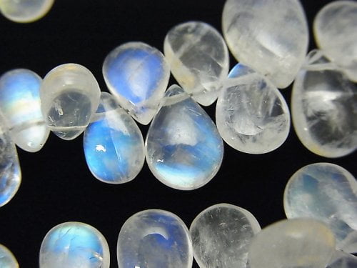 Pear Shape, Rainbow Moonstone Gemstone Beads