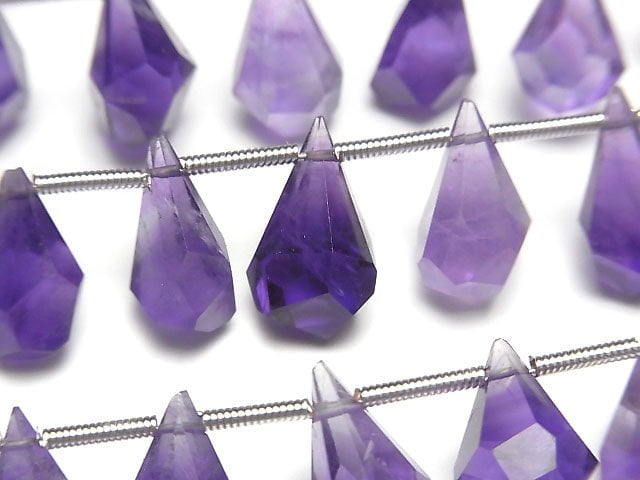 [Video] High Quality Amethyst AAA Rough Drop Faceted Briolette half or 1strand beads (aprx.7inch / 18cm)