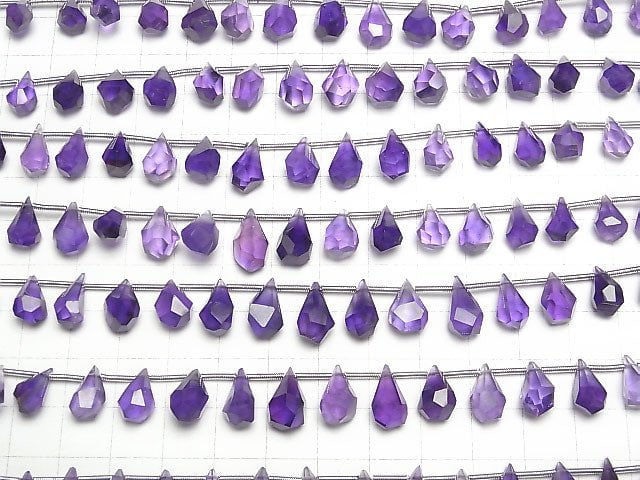 [Video] High Quality Amethyst AAA Rough Drop Faceted Briolette half or 1strand beads (aprx.7inch / 18cm)