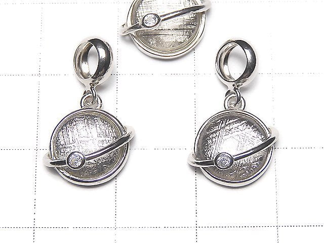 Coin Pendant 10x10x4mm Silver925 with Meteorite CZ