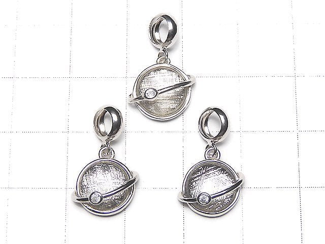 Coin Pendant 10x10x4mm Silver925 with Meteorite CZ