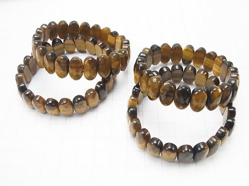 1strand $11.79! Yellow Tiger's Eye AAA-2 Holes Faceted Oval 15x8x6mm 1strand (Bracelet)