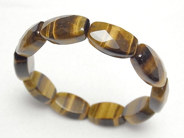 [Video] Yellow Tiger's Eye AAA- 2 Hole Rectangle 22x14x8mm Bracelet