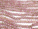 [Video] Lampwork Beads Faceted Button Rondelle 8x8x6mm with rose pattern [pink] half or 1strand beads (aprx.11inch / 27cm)
