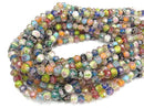 [Video] Lampwork Beads Faceted Button Rondelle 8x8x6mm with rose pattern [Multicolor] half or 1strand beads (aprx.11inch / 27cm)