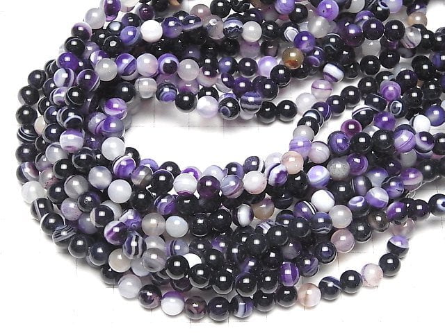 [Video] Purple Stripe Agate Round 6mm 1strand beads (aprx.15inch / 36cm)