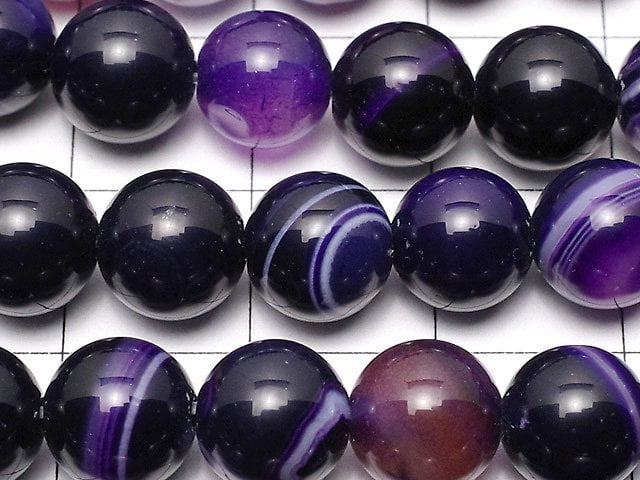 [Video] Purple Stripe Agate Round 8mm 1strand beads (aprx.15inch / 36cm)