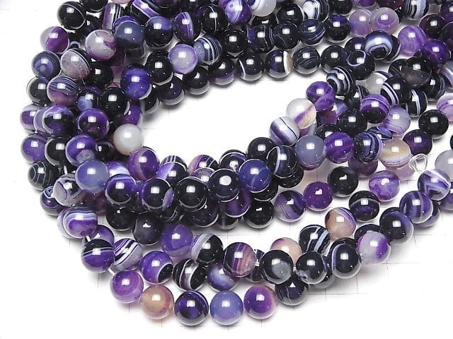 [Video] Purple Stripe Agate Round 10mm 1strand beads (aprx.15inch / 36cm)