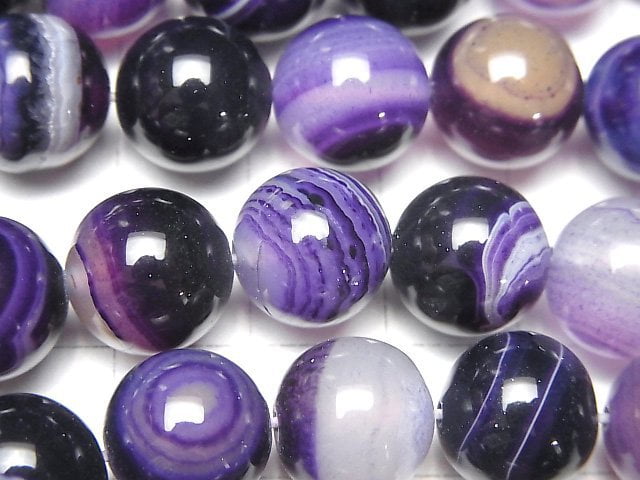 [Video] Purple Stripe Agate Round 12mm 1strand beads (aprx.15inch / 36cm)